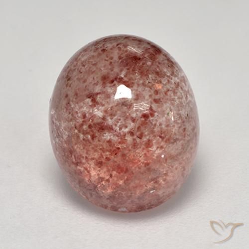 5.89ct 자연스러운 붉은빛이 도는 핑크 딸기 석영, 타원형, 투명한