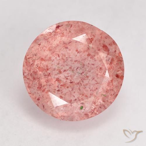 3.61ct 자연스러운 라이트 로즈 핑크 딸기 석영, 둥근, 투명한