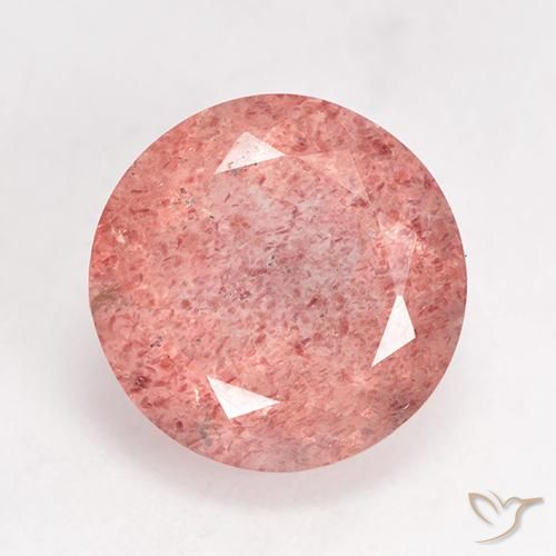 3.54ct 자연스러운 라즈베리 핑크 딸기 석영, 둥근, 투명한