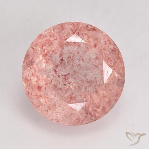 3.92ct 자연스러운 라이트 로즈 핑크 딸기 석영, 둥근, 투명한