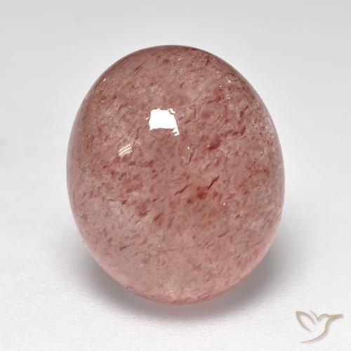 7.58ct 자연스러운 미디엄 라이트 핑크 딸기 석영, 타원형, 투명한