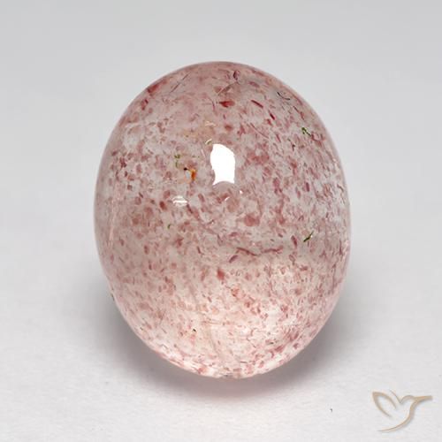 4.81ct 자연스러운 플라밍고 핑크 딸기 석영, 타원형, 투명한