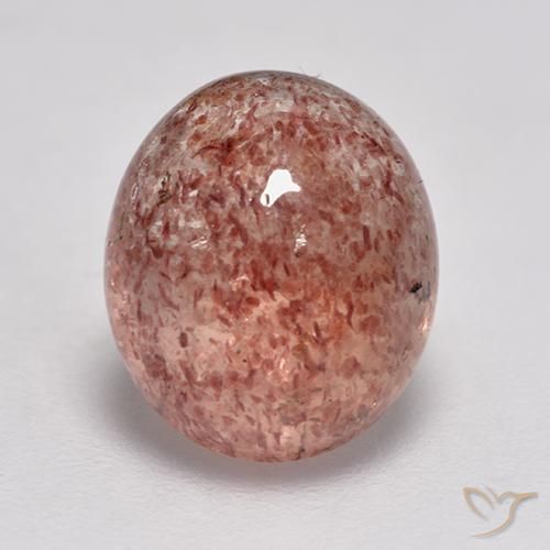 3.82ct 자연스러운 미디엄 핑크 딸기 석영, 타원형, 투명한