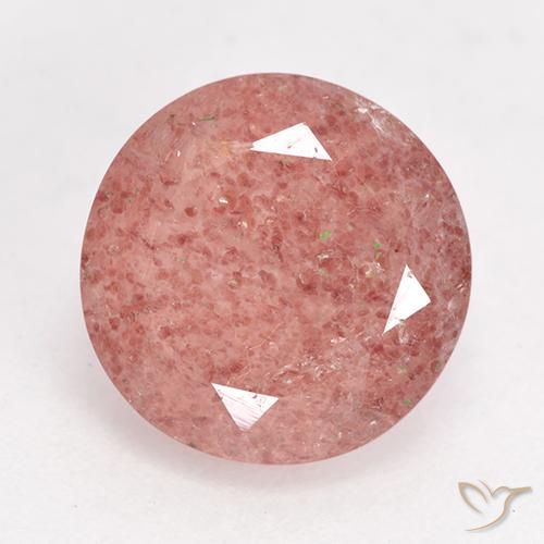 3.23ct 자연스러운 로즈 핑크 딸기 석영, 둥근, 투명한