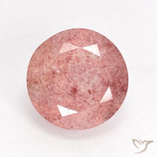 3.59ct 자연스러운 라이트 로즈 핑크 딸기 석영, 둥근, 투명한