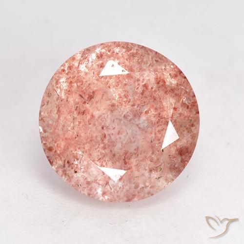3.51ct 자연스러운 미디엄 라이트 핑크 딸기 석영, 둥근, 투명한
