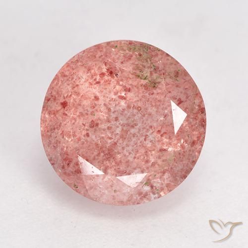 3.97ct 자연스러운 미디엄 라이트 핑크 딸기 석영, 둥근, 투명한