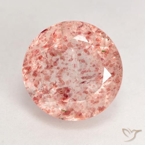 3.86ct 자연스러운 복숭아 장미 딸기 석영, 둥근, 투명한