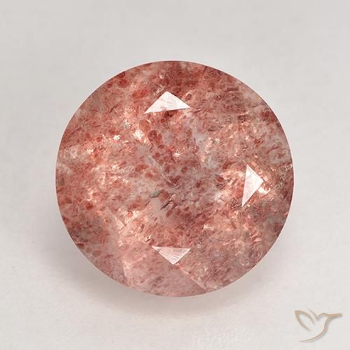 3.64ct 자연스러운 인디언 레드 딸기 석영, 둥근, 투명한