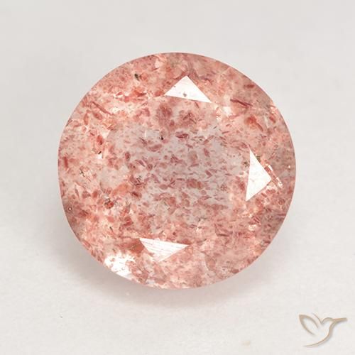 3.60ct 자연스러운 미디엄 핑크 딸기 석영, 둥근, 투명한