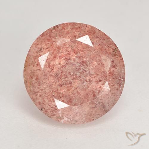 3.61ct 자연스러운 미디엄 핑크 딸기 석영, 둥근, 투명한