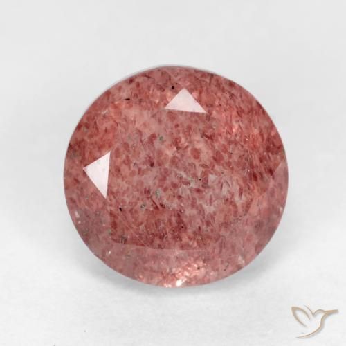 1.48ct 자연스러운 라즈베리 핑크 딸기 석영, 둥근, 투명한