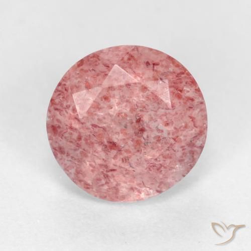 1.31ct 자연스러운 미디엄 핑크 딸기 석영, 둥근, 투명한