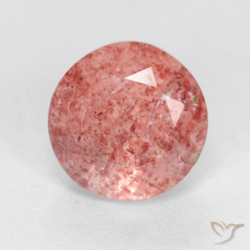 1.50ct 자연스러운 붉은빛이 도는 핑크 딸기 석영, 둥근, 투명한