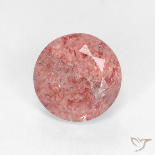 1.24ct 자연스러운 라이트 로즈 핑크 딸기 석영, 둥근, 투명한