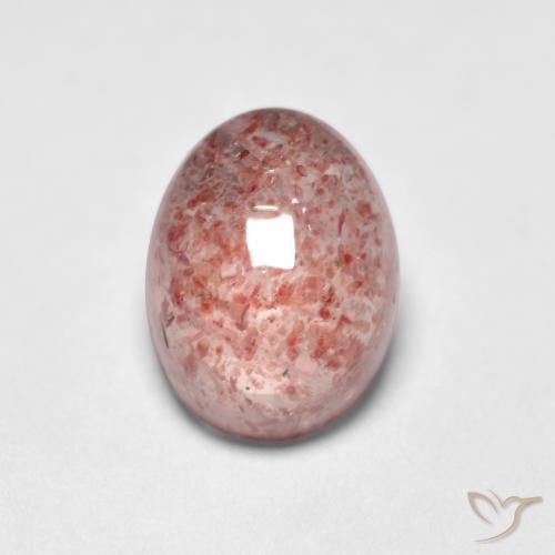 1.58ct 자연스러운 미디엄 핑크 딸기 석영, 타원형, 투명한