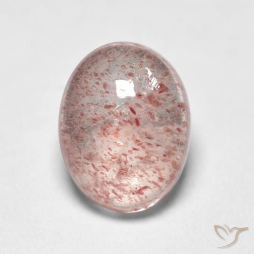 1.43ct 자연스러운 라이트 핑크 딸기 석영, 타원형, 투명한