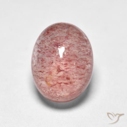 1.70ct 자연스러운 미디엄 핑크 딸기 석영, 타원형, 투명한