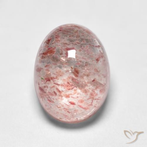 1.83ct 자연스러운 라이트 버블검 핑크 딸기 석영, 타원형, 투명한
