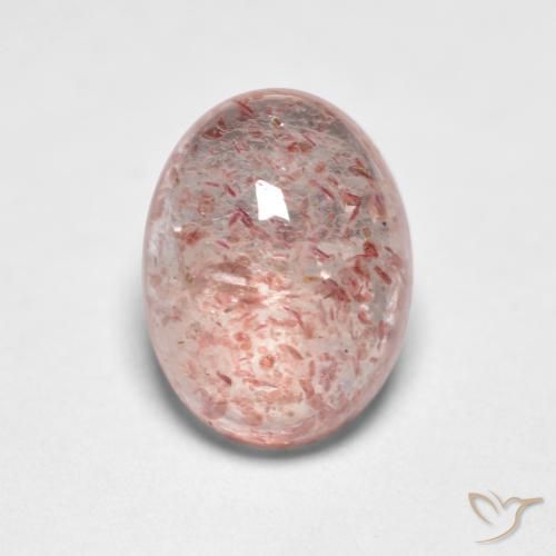 1.46ct 자연스러운 라이트 핑크 딸기 석영, 타원형, 투명한