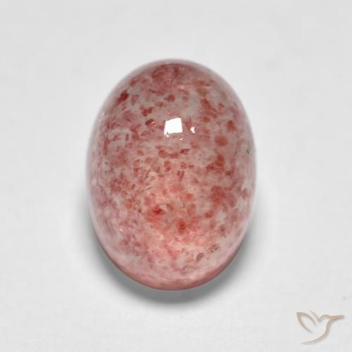 1.82ct 자연스러운 미디엄 핑크 딸기 석영, 타원형, 투명한