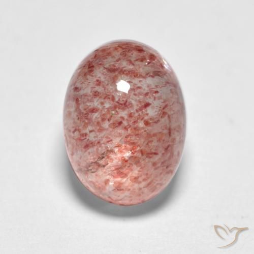 1.83ct 자연스러운 미디엄 핑크 딸기 석영, 타원형, 투명한