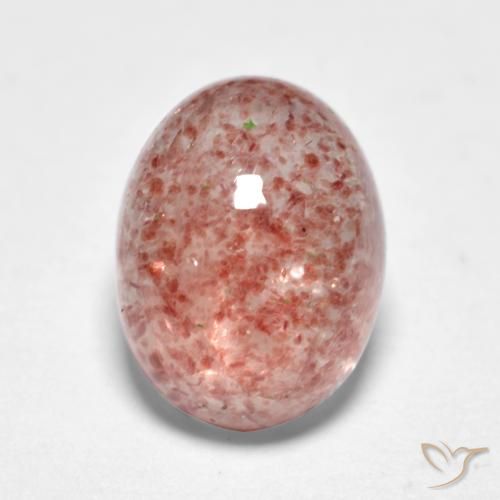 1.44ct 자연스러운 라즈베리 핑크 딸기 석영, 타원형, 투명한