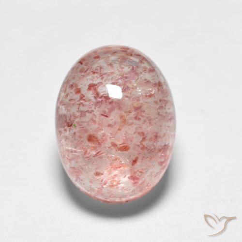 1.95ct 자연스러운 미디엄 핑크 딸기 석영, 타원형, 투명한