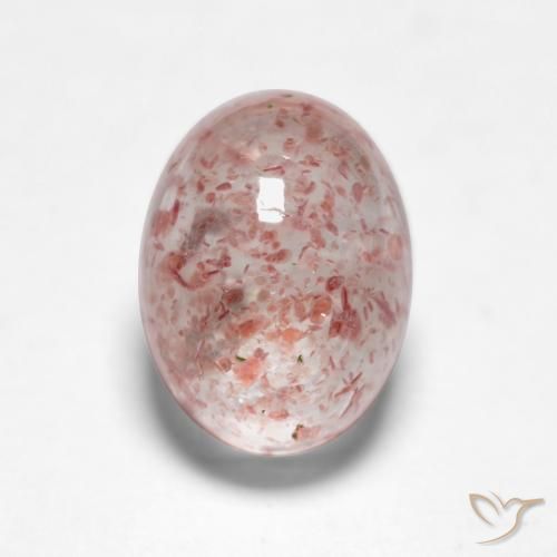 1.69ct 자연스러운 미디엄 핑크 딸기 석영, 타원형, 투명한
