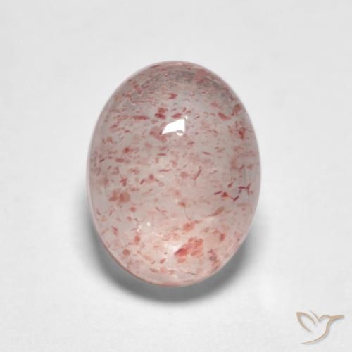 1.78ct 자연스러운 라이트 핑크 딸기 석영, 타원형, 투명한