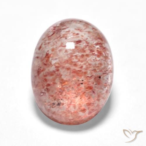 1.48ct 자연스러운 미디엄 라이트 핑크 딸기 석영, 타원형, 투명한