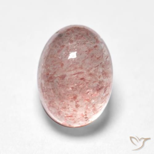 1.30ct 자연스러운 미디엄 핑크 딸기 석영, 타원형, 투명한