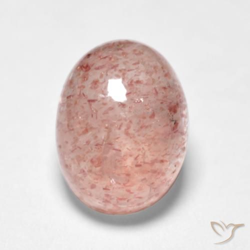 1.88ct 자연스러운 플라밍고 핑크 딸기 석영, 타원형, 투명한
