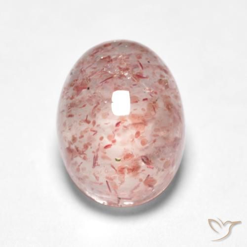 1.58ct 자연스러운 플라밍고 핑크 딸기 석영, 타원형, 투명한