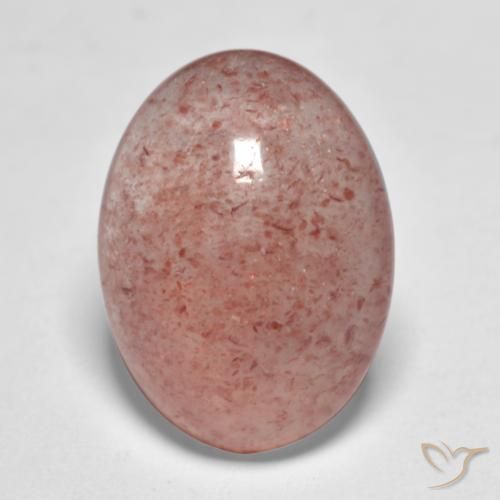 7.24ct 자연스러운 미디엄 핑크 딸기 석영, 타원형, 투명한