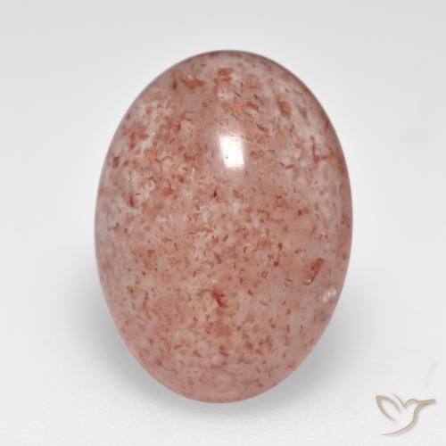 7.36ct 자연스러운 오렌지빛 핑크 딸기 석영, 타원형, 투명한