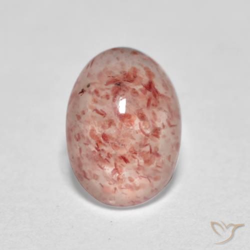 0.83ct 자연스러운 미디엄 핑크 딸기 석영, 타원형, 투명한