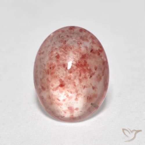 0.92ct 자연스러운 어시 핑크 딸기 석영, 타원형, 투명한