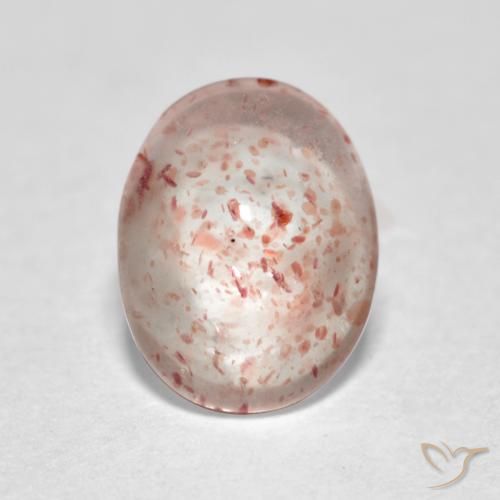 1.00ct 자연스러운 오렌지 핑크 딸기 석영, 타원형, 투명한
