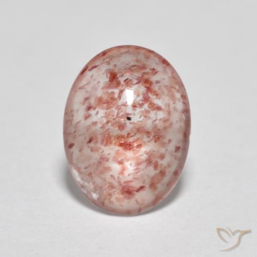 0.96ct 자연스러운 무당벌레 레드 딸기 석영, 타원형, 투명한