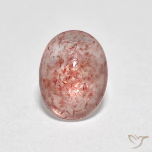 0.87ct 자연스러운 미디엄 핑크 딸기 석영, 타원형, 투명한