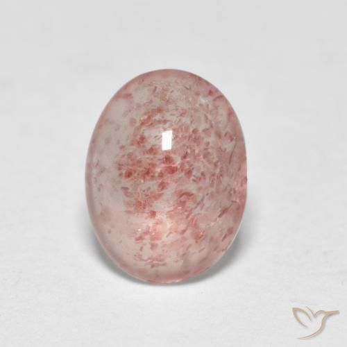 0.91ct 자연스러운 어시 핑크 딸기 석영, 타원형, 투명한