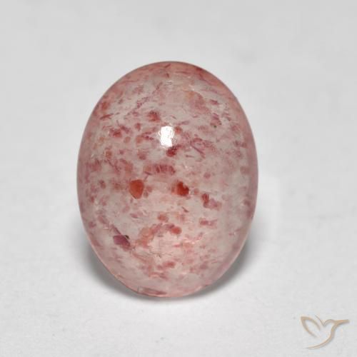1.09ct 자연스러운 미디엄 핑크 딸기 석영, 타원형, 투명한