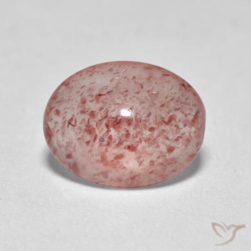 0.98ct 자연스러운 미디엄 라이트 핑크 딸기 석영, 타원형, 투명한
