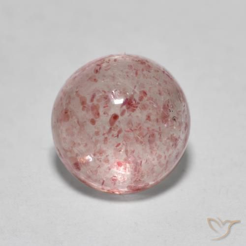 1.63ct 자연스러운 라이트 핑크 딸기 석영, 둥근, 투명한