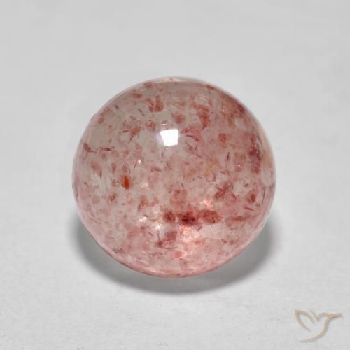 1.90ct 자연스러운 미디엄 라이트 핑크 딸기 석영, 둥근, 투명한