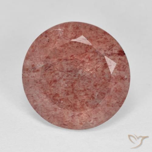 6.90ct 자연스러운 미디엄 핑크 딸기 석영, 둥근, 투명한