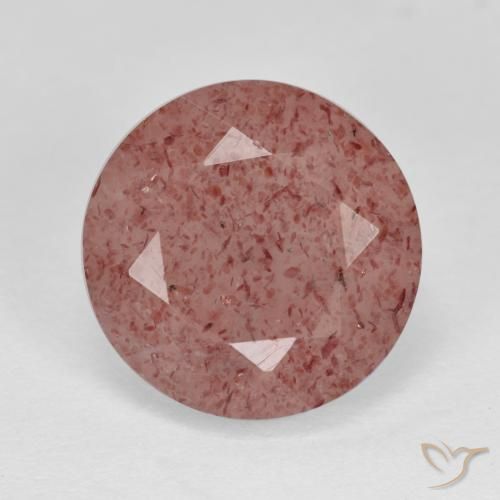 6.14ct 자연스러운 미디엄 핑크 딸기 석영, 둥근, 투명한
