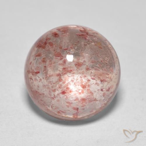 2.59ct 자연스러운 미디엄 핑크 딸기 석영, 둥근, 투명한
