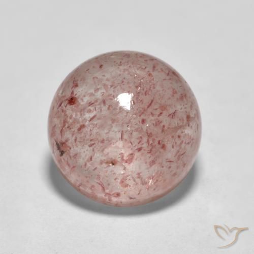2.77ct 자연스러운 미디엄 핑크 딸기 석영, 둥근, 투명한